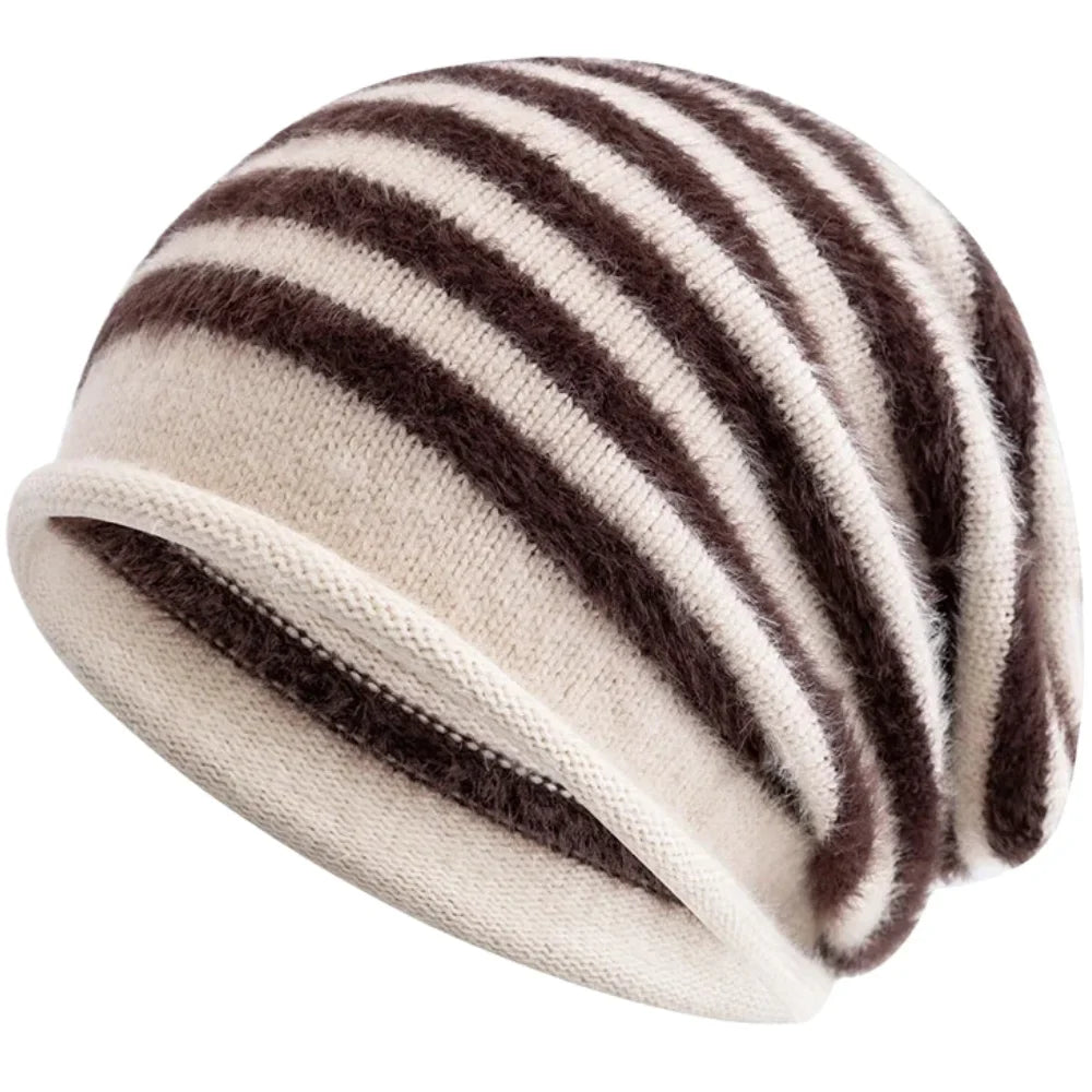 Toronto Winter Striped Fur Beanie