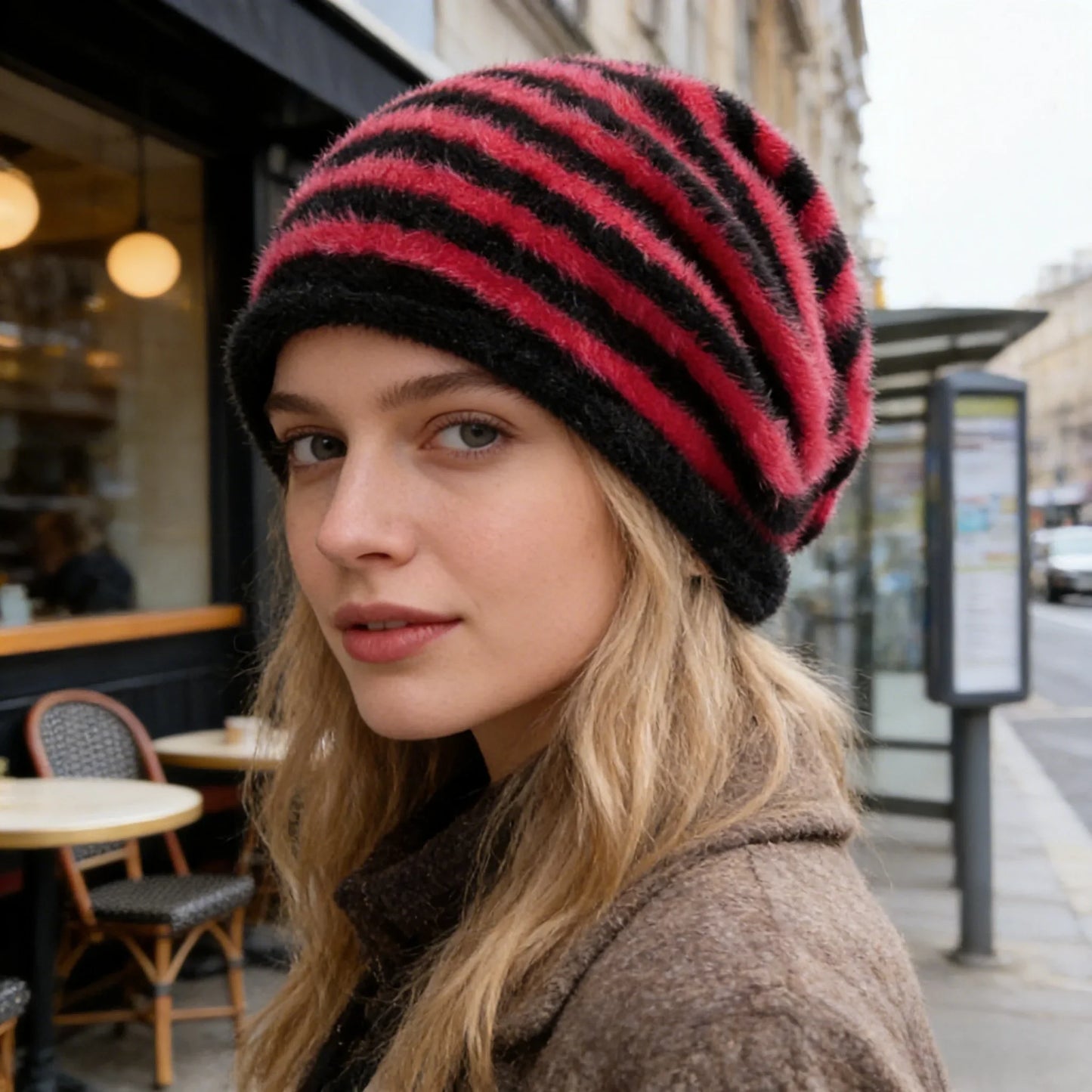 Toronto Winter Striped Fur Beanie