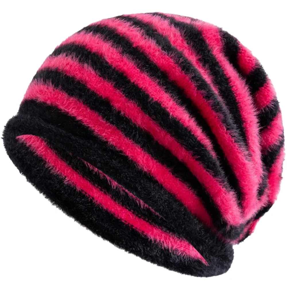 Toronto Winter Striped Fur Beanie