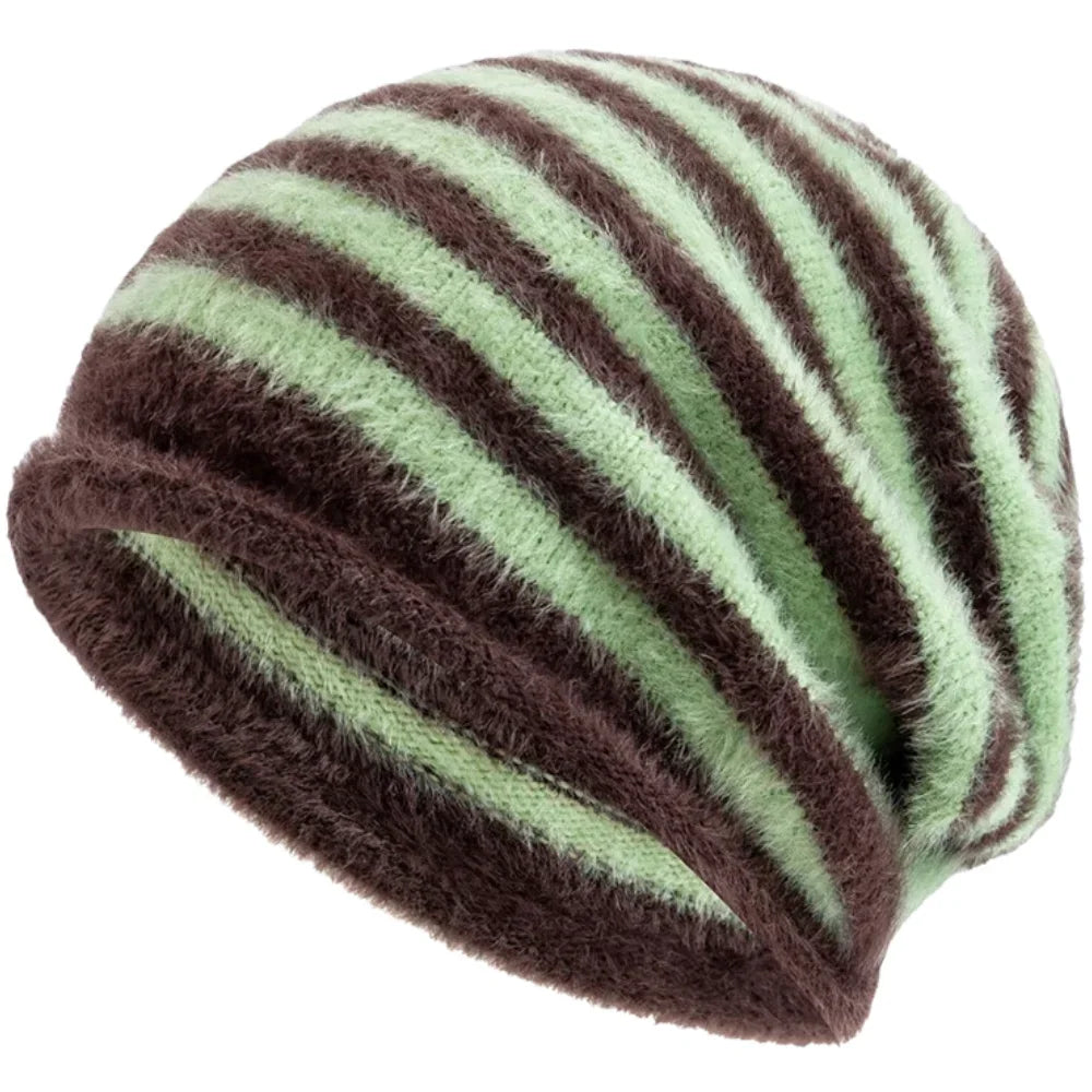 Toronto Winter Striped Fur Beanie