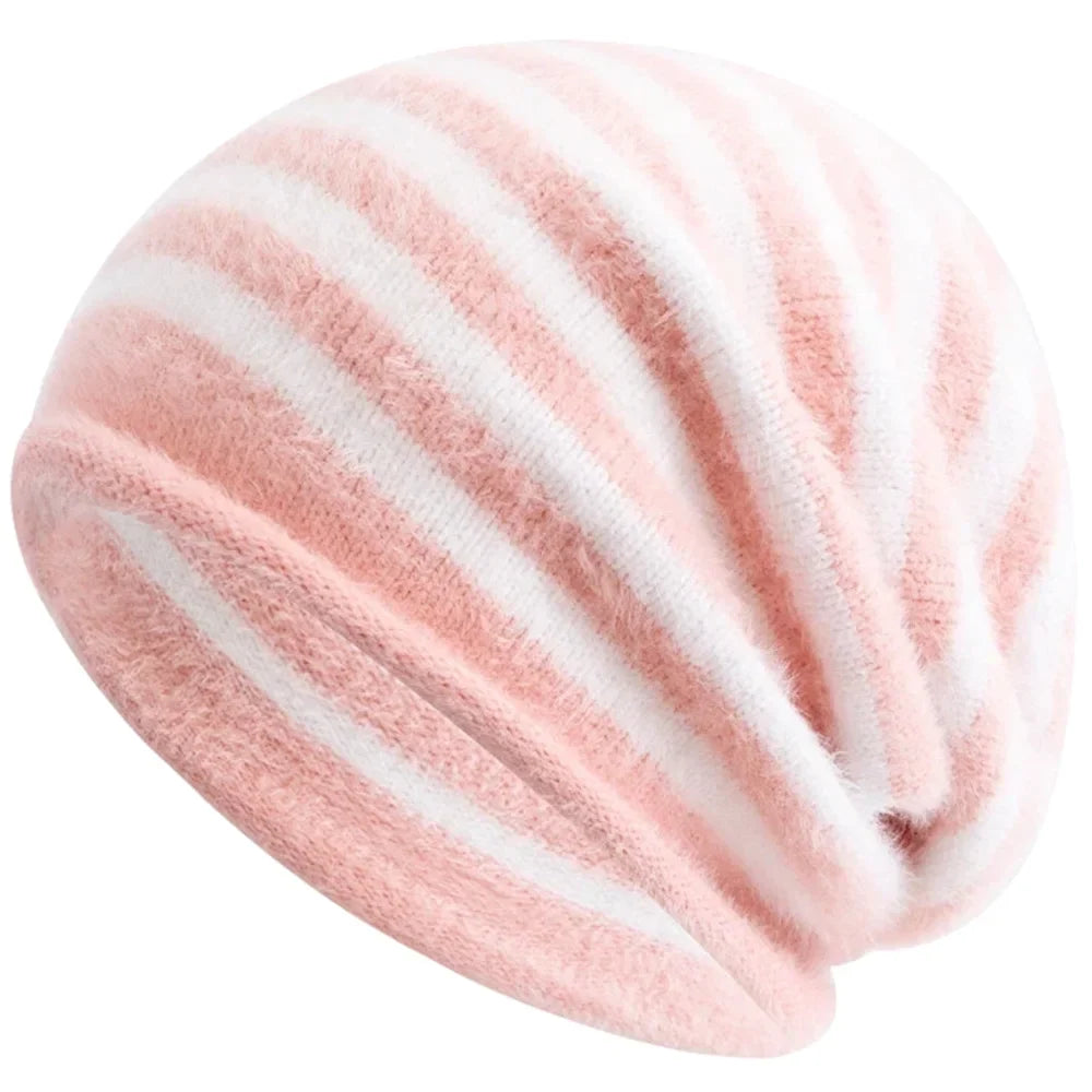 Toronto Winter Striped Fur Beanie