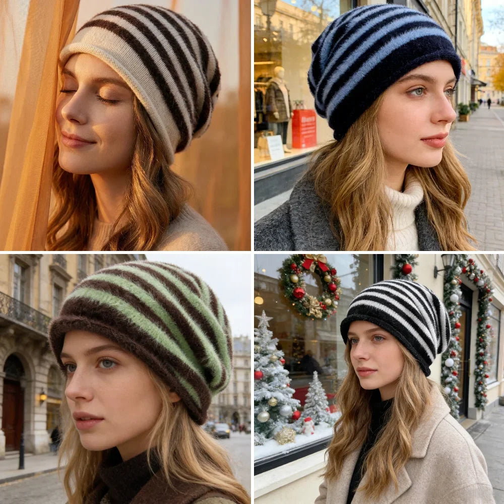 Toronto Winter Striped Fur Beanie