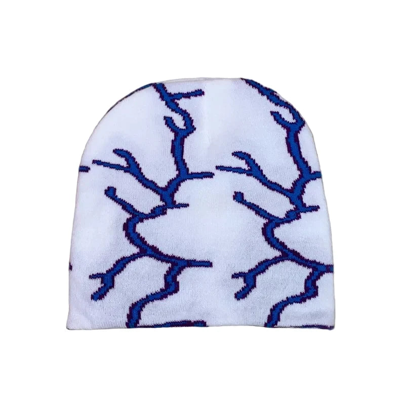 Lightning Print Skully Cotton Beanie