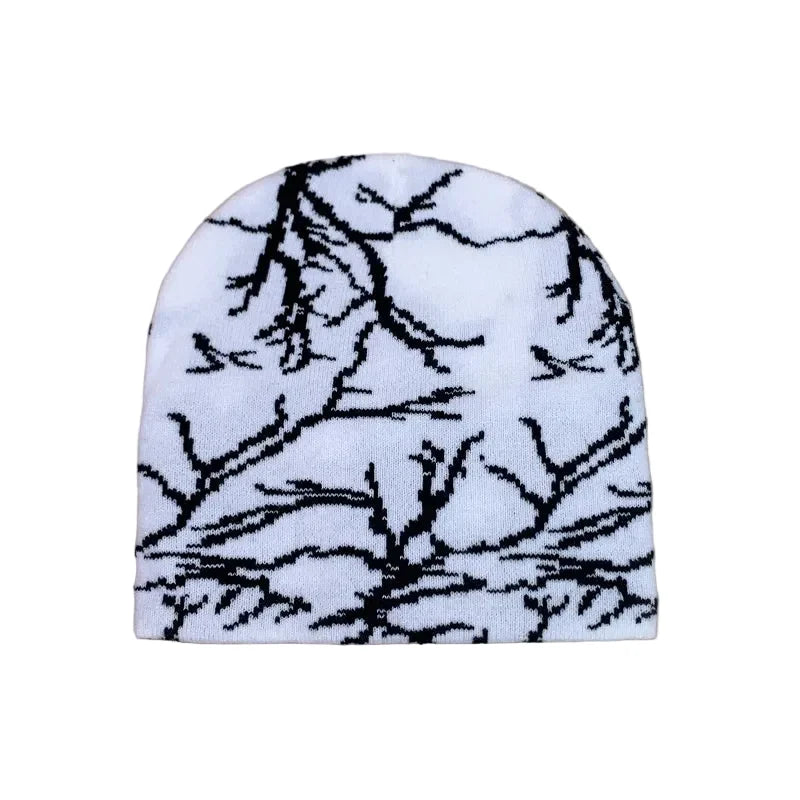 Lightning Print Skully Cotton Beanie