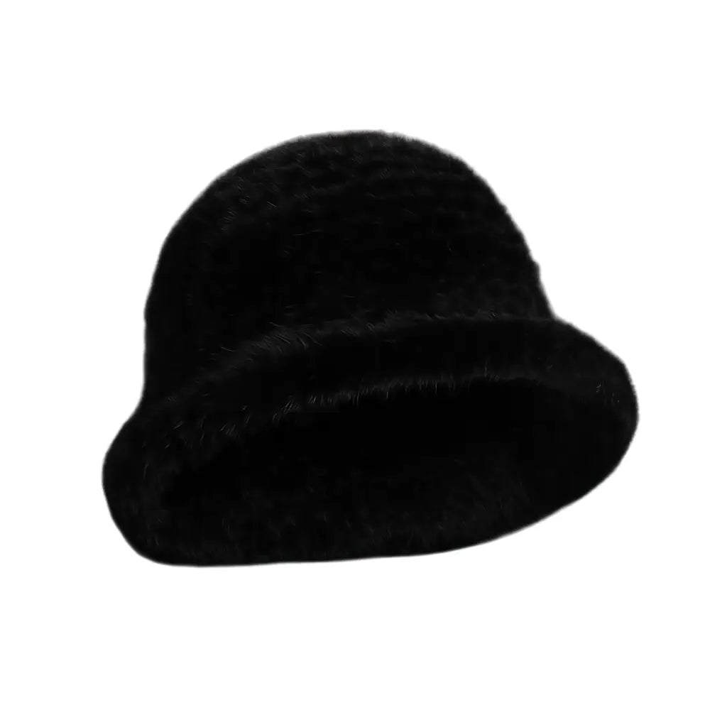 Winter Women Floral Natural Mink Fur Beanie Bucket Hat