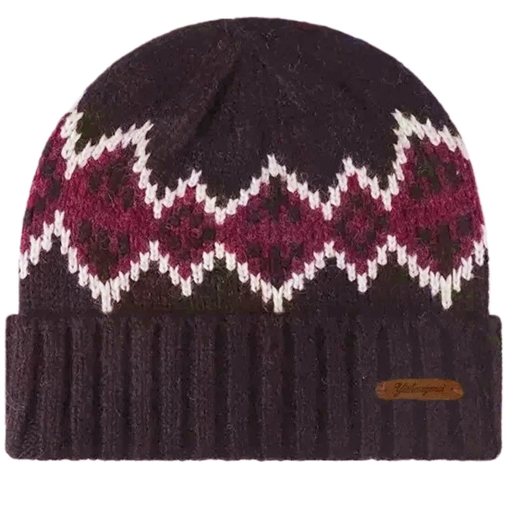 Wisconsin Winter Knitted Rhombuses Beanie