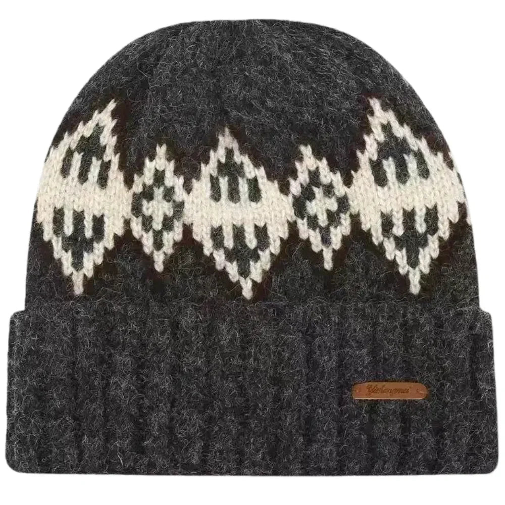 Wisconsin Winter Knitted Rhombuses Beanie