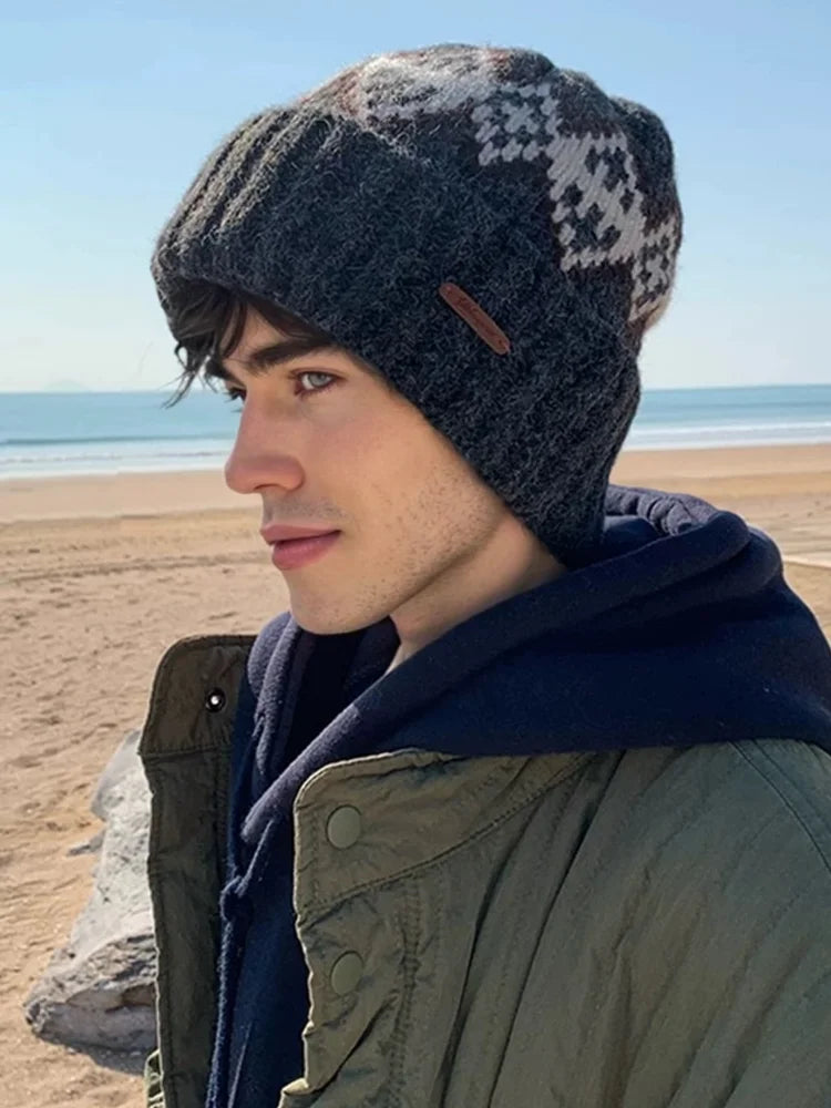 Wisconsin Winter Knitted Rhombuses Beanie