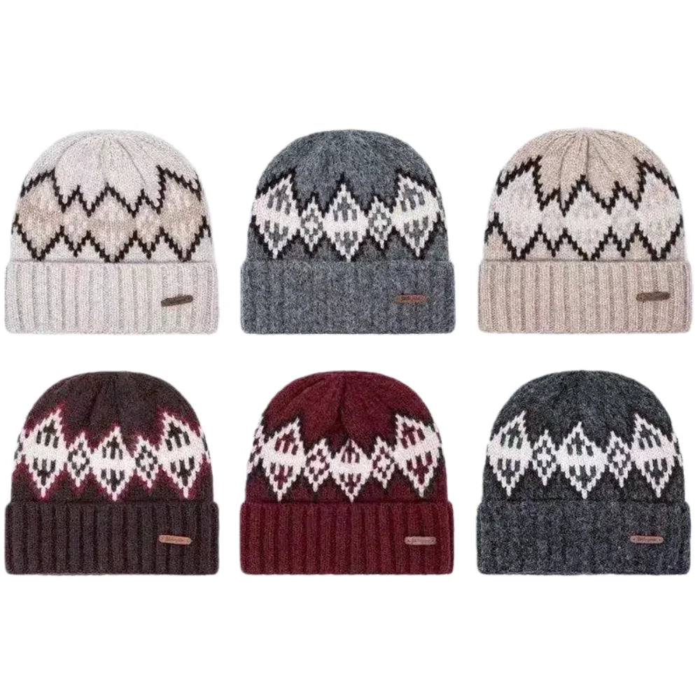 Wisconsin Winter Knitted Rhombuses Beanie