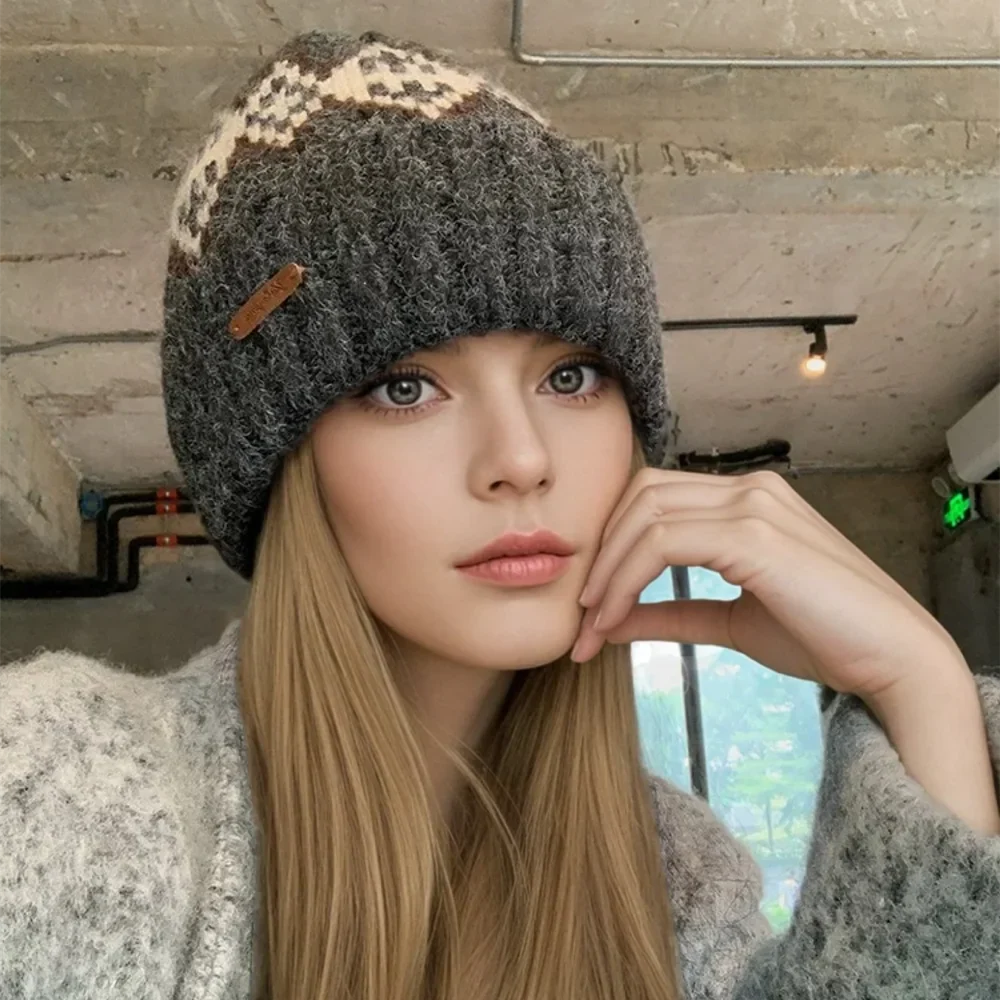 Wisconsin Winter Knitted Rhombuses Beanie