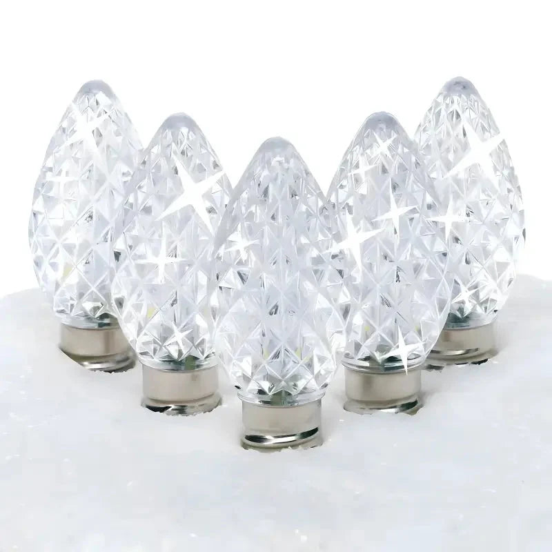 C7 Cool White Twinkle Faceted ProCore® LED Christmas Light Bulbs