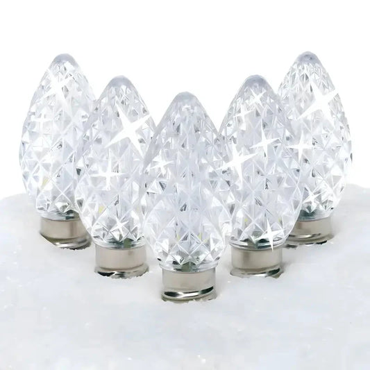 C7 Cool White Twinkle Faceted ProCore® LED Christmas Light Bulbs