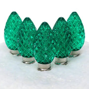 C7 Green Faceted ProCore® LED Christmas Light Bulbs