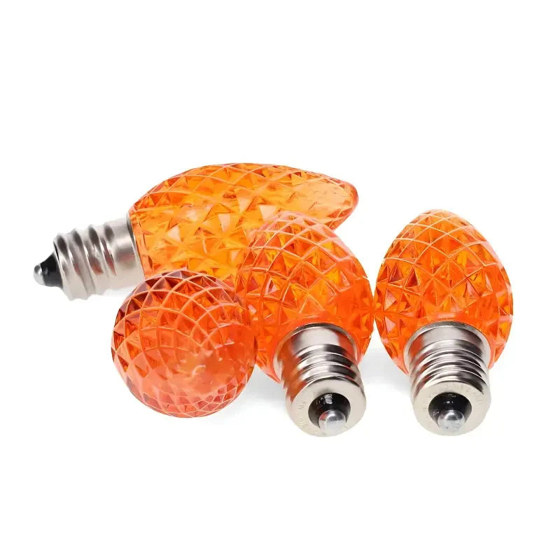 C7 Orange Faceted ProCore® LED Christmas Light Bulbs