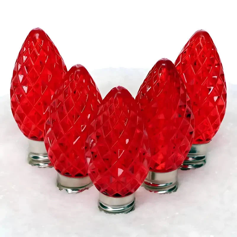 C7 Red Faceted ProCore® LED Christmas Light Bulbs