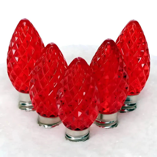 C7 Red Faceted ProCore® LED Christmas Light Bulbs