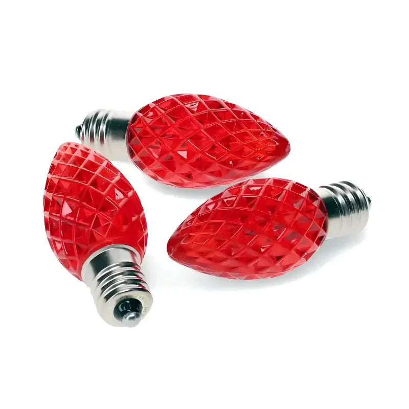 C7 Red Faceted ProCore® LED Christmas Light Bulbs