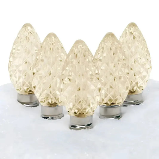 C7 Warm White Faceted ProCore® LED Christmas Light Bulbs