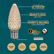 C7 Warm White Twinkle Faceted ProCore® LED Christmas Light Bulbs