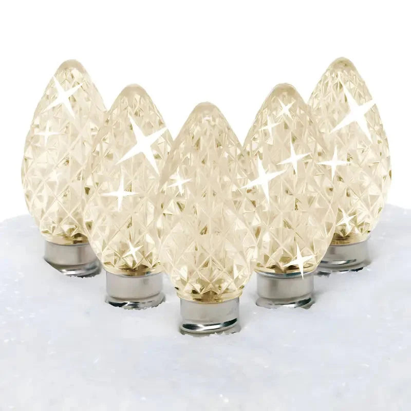 C7 Warm White Twinkle Faceted ProCore® LED Christmas Light Bulbs