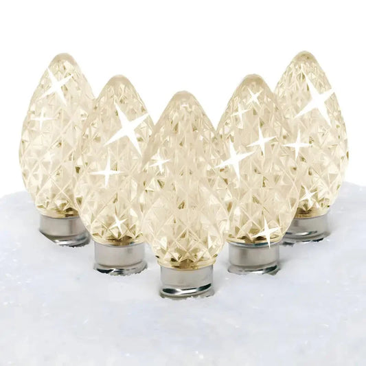 C7 Warm White Twinkle Faceted ProCore® LED Christmas Light Bulbs