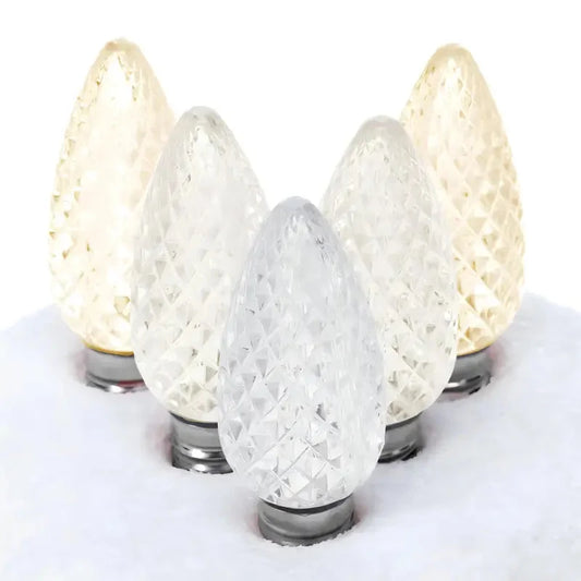 C9 ColorCraft® Champagne - Warm White, Pure White, Cool White Faceted ProCore® LED Christmas Light Bulbs