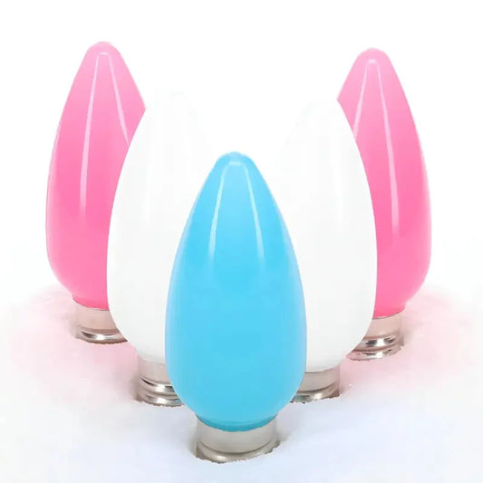 C9 ColorCraft® Cotton Candy - Teal, Cool White, Pink Smooth ProCore® LED Christmas Light Bulbs