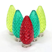 C9 ColorCraft® Holly - Red, Green, Lime Green Faceted ProCore® LED Christmas Light Bulbs