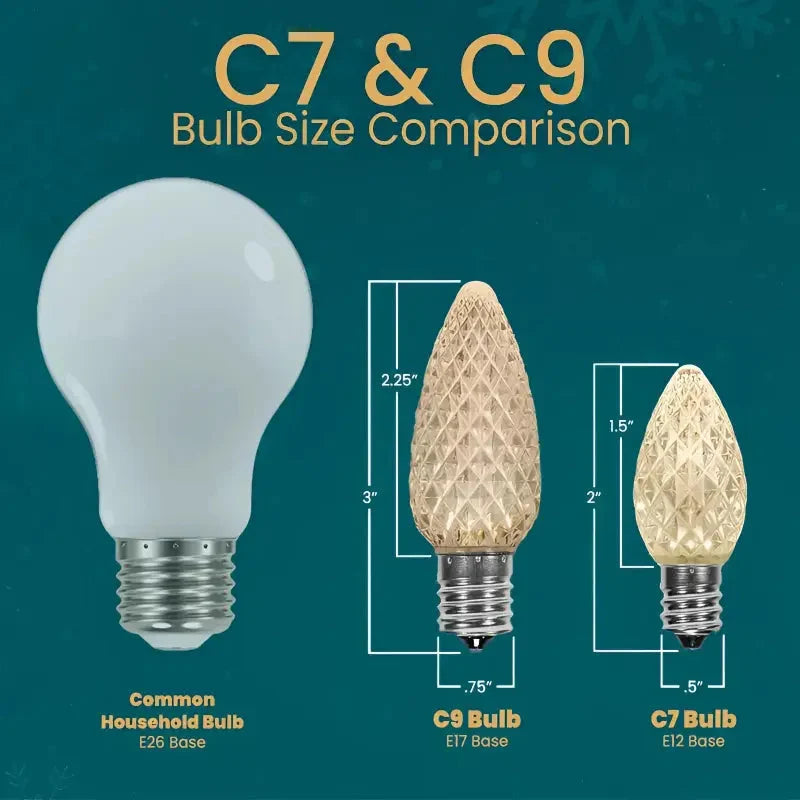 C9 ColorCraft® Holly - Red, Green, Lime Green Faceted ProCore® LED Christmas Light Bulbs