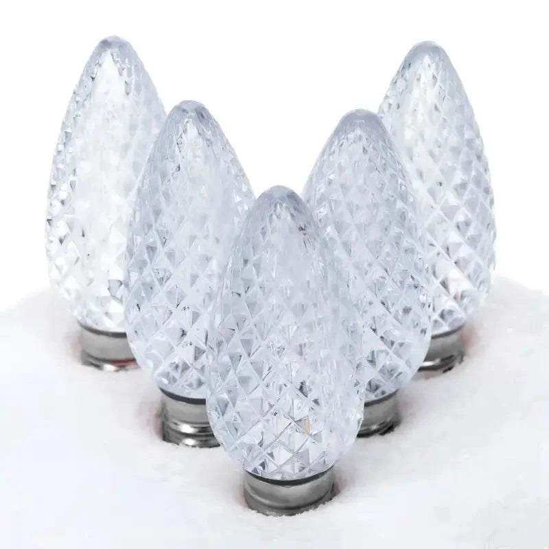C9 Cool White Faceted ProCore® LED Christmas Light Bulbs