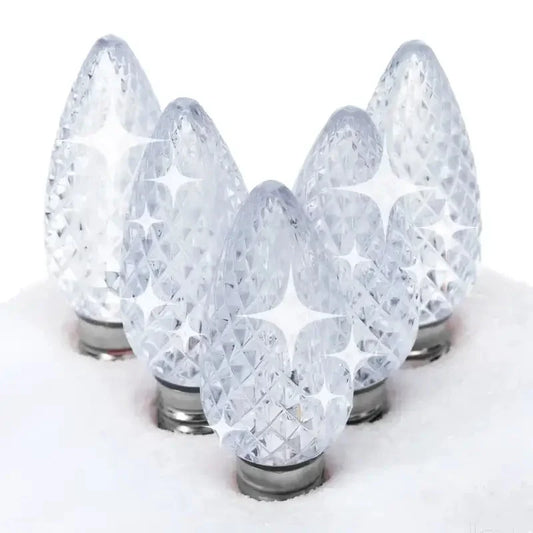 C9 Cool White Twinkle Faceted ProCore® LED Christmas Light Bulbs