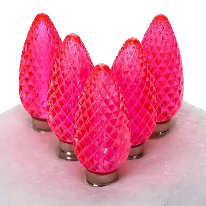 C9 Pink Faceted ProCore® LED Christmas Light Bulbs