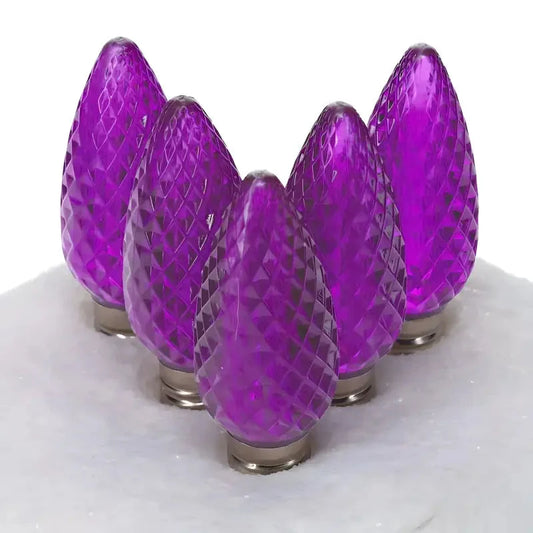 C9 Purple Faceted ProCore® LED Christmas Light Bulbs