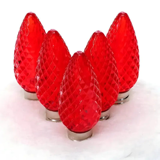 C9 Red Faceted ProCore® LED Christmas Light Bulbs