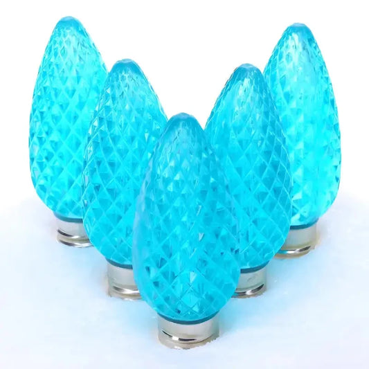 C9 Teal Faceted ProCore® LED Christmas Light Bulbs