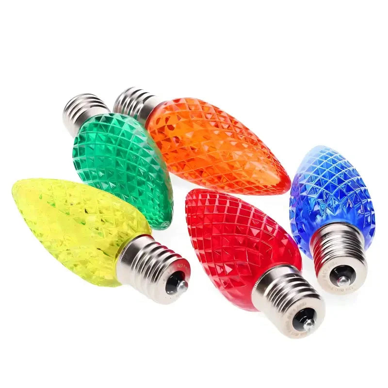 C9 Twinkle Multicolor Red, Blue, Green, Orange, Gold Twinkle Faceted ProCore® LED Christmas Light Bulbs