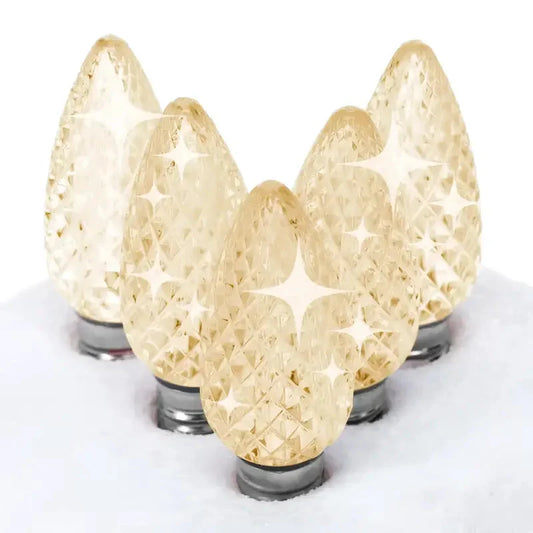 C9 Warm White Twinkle Faceted ProCore® LED Christmas Light Bulbs