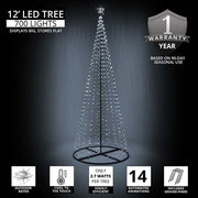 12' Cool White LED Animated Outdoor Lightshow Tree, Black Frame