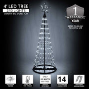 4' Cool White  LED Animated Outdoor Lightshow Tree, Black Frame