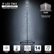 9' Cool White LED Animated Outdoor Lightshow Tree, Black Frame