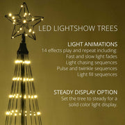 12' Warm White LED Animated Outdoor Lightshow Tree, Black Frame