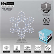 20" Folding Snowflake, Cool White Twinkle Lights
