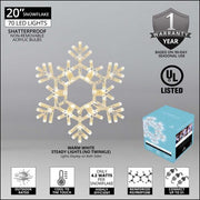 20" LED Folding Snowflake, Warm White, Lights
