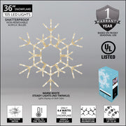 36" LED Folding Snowflake, Warm White Lights