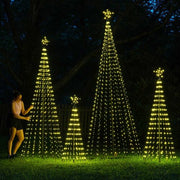 4' Warm White  LED Animated Outdoor Lightshow Tree, Black Frame
