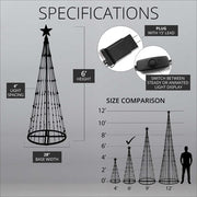 6' Cool White LED Animated Outdoor Lightshow Tree, Black Frame